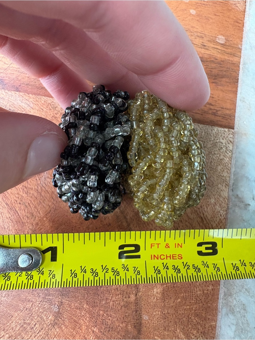 Set of 2 Beaded Statement Rings — Gold and Black - Picture 6 of 6